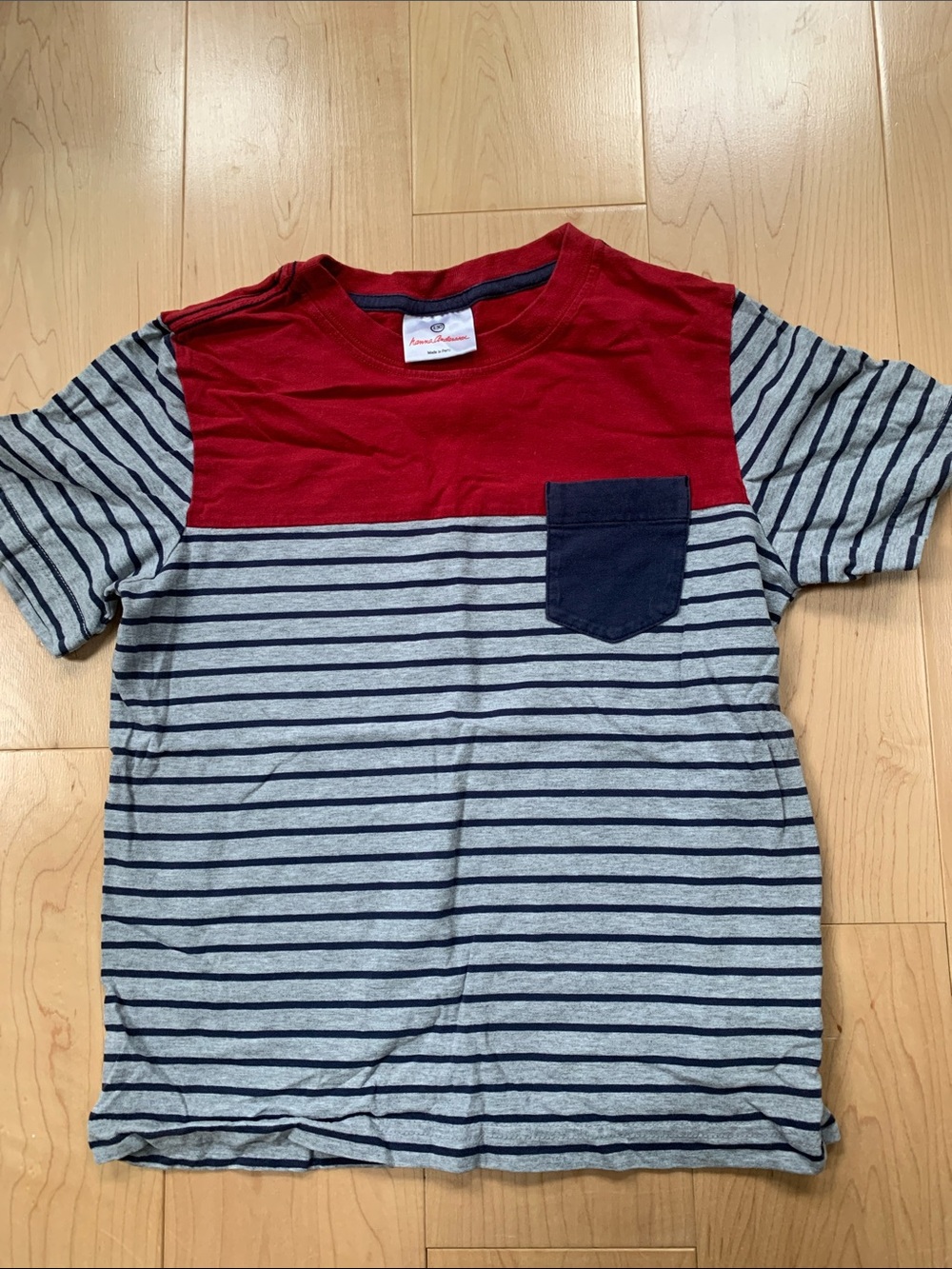 Hanna Andersson Buttery Soft Kids Colorblock Stripe Pocket T-Shirt - sz 130/8